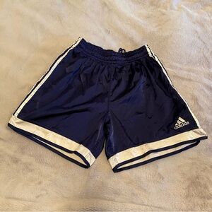 Adidas vintage 90s Y2K style navy shiny Climalite soccer shorts, size L